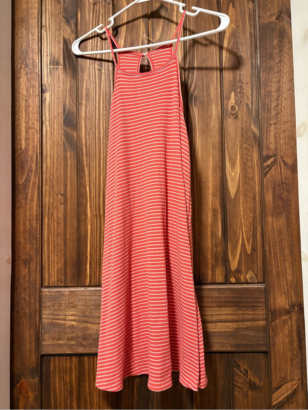 Women's Red Striped Halter Summer Dress